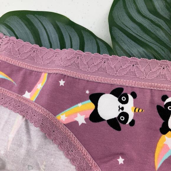Sock It To Me Pink Unicorn Rainbow Panda Cotton Blend Mid-Rise Bikini Underwear - Picture 5 of 6